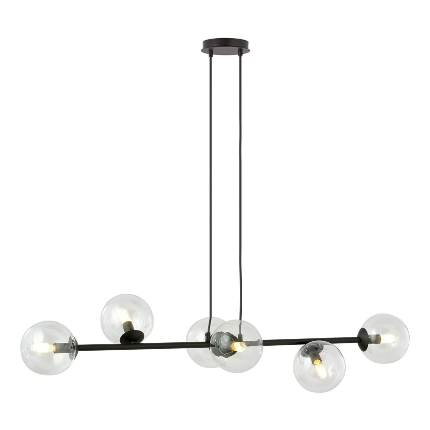 Pendel ROSSI 6xE14/10W/230V sort/transparent
