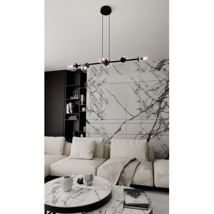 Pendel ROSSI 6xE14/10W/230V sort/transparent