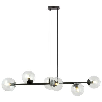 Pendel ROSSI 6xE14/10W/230V sort/transparent
