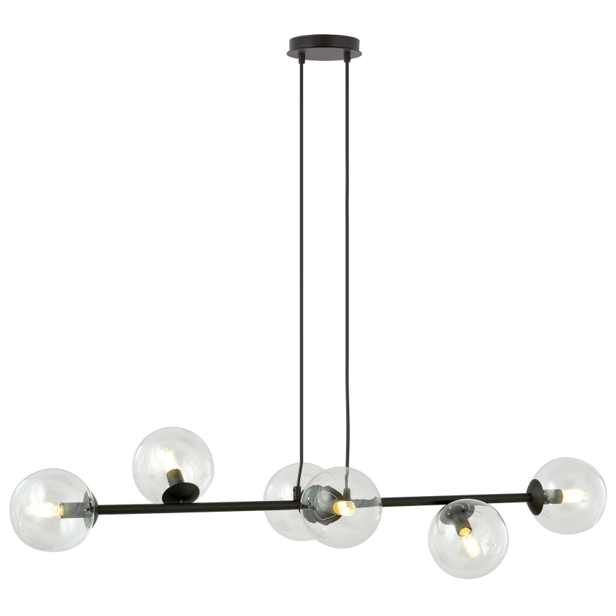 Pendel ROSSI 6xE14/10W/230V sort/transparent