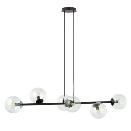 Pendel ROSSI 6xE14/10W/230V sort/transparent