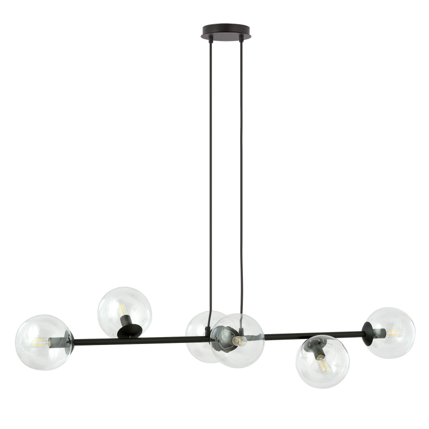 Pendel ROSSI 6xE14/10W/230V sort/transparent