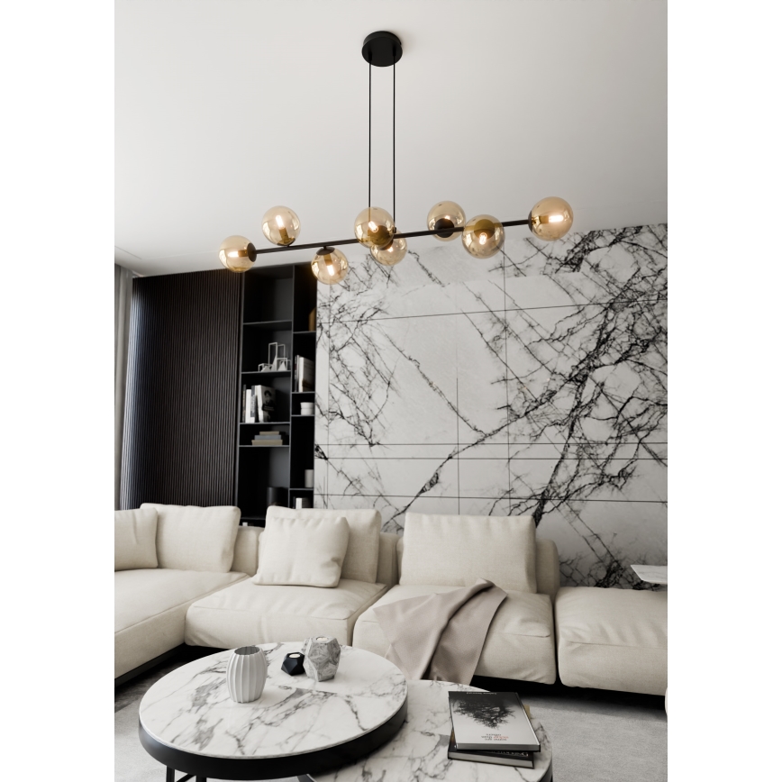 Pendel ROSSI 8xE14/10W/230V sort/beige
