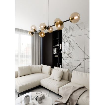 Pendel ROSSI 8xE14/10W/230V sort/beige