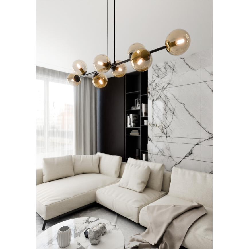 Pendel ROSSI 8xE14/10W/230V sort/beige