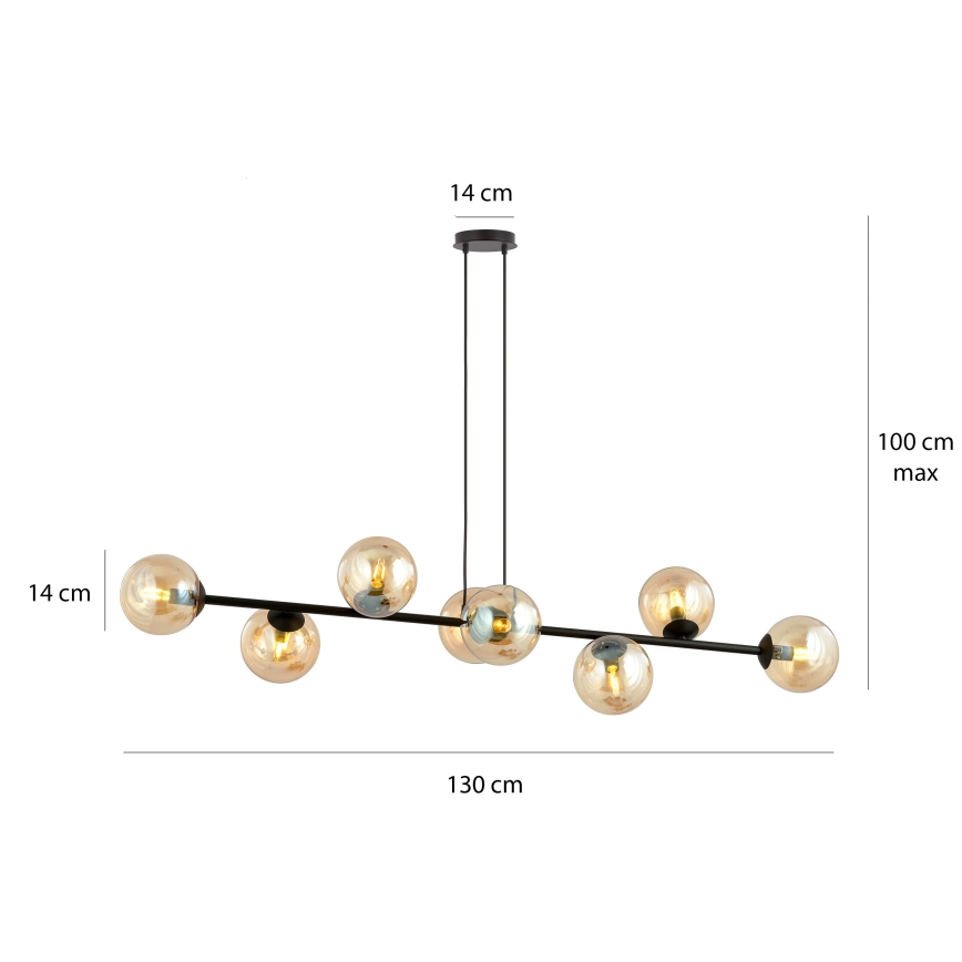 Pendel ROSSI 8xE14/10W/230V sort/beige