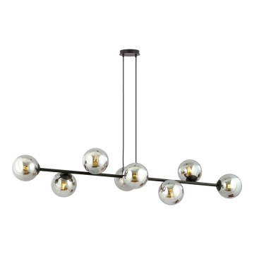 Pendel ROSSI 8xE14/10W/230V sort/grå