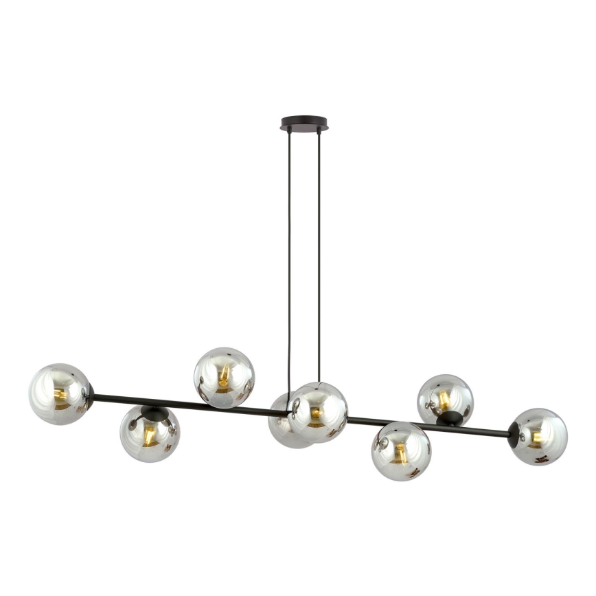 Pendel ROSSI 8xE14/10W/230V sort/grå