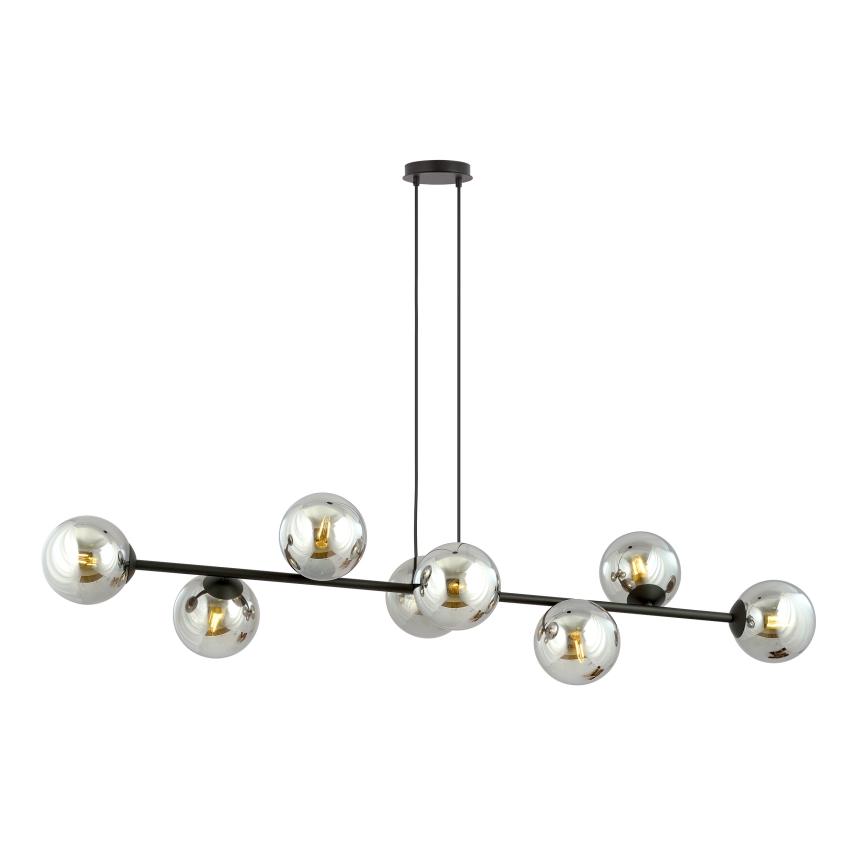 Pendel ROSSI 8xE14/10W/230V sort/grå