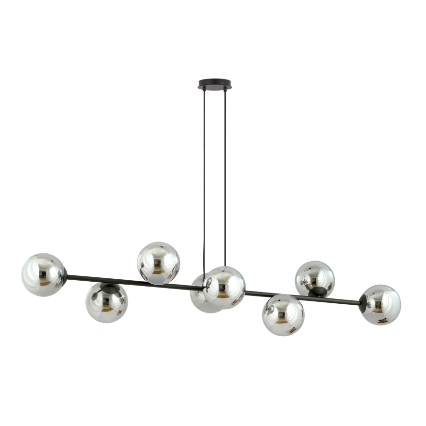 Pendel ROSSI 8xE14/10W/230V sort/grå