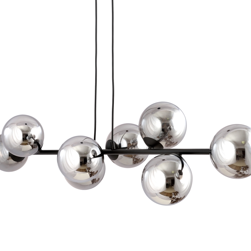 Pendel ROSSI 8xE14/10W/230V sort/grå