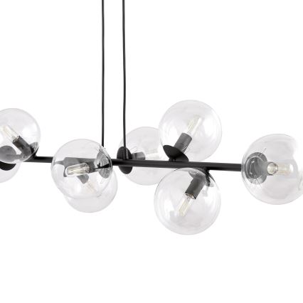 Pendel ROSSI 8xE14/10W/230V sort/transparent