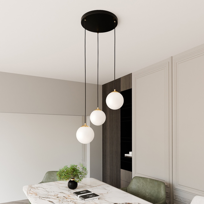 Pendel ROYAL 3xE14/10W/230V diameter 30 cm sort