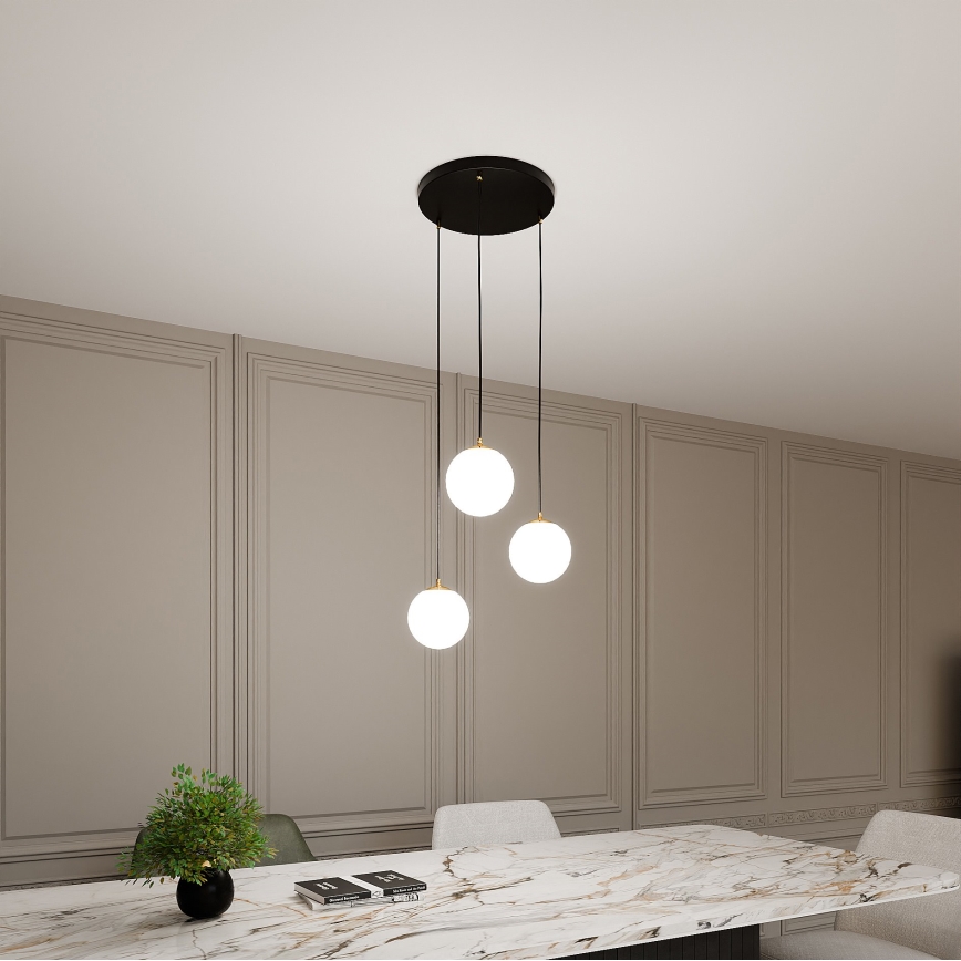 Pendel ROYAL 3xE14/10W/230V diameter 30 cm sort