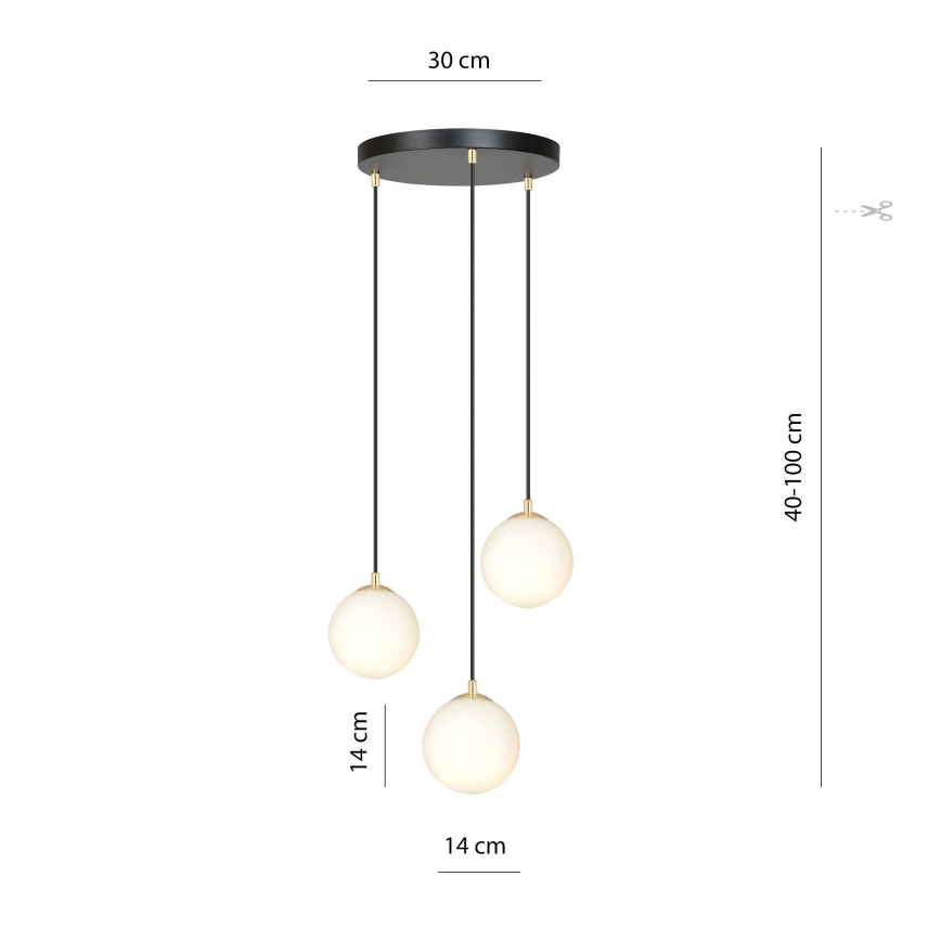 Pendel ROYAL 3xE14/10W/230V diameter 30 cm sort