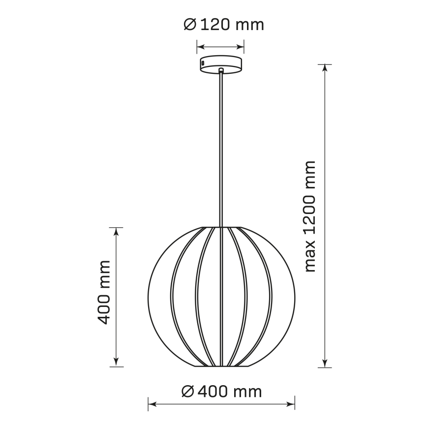 Pendel SENSAI 1xE27/20W/230V diameter 40 cm sort