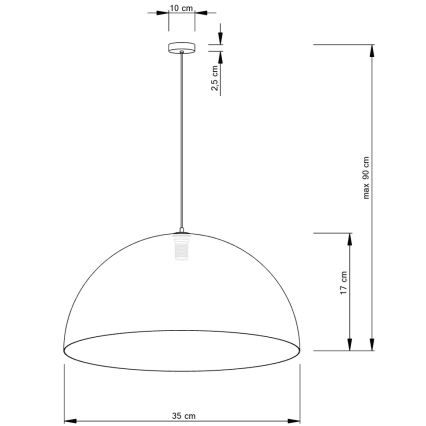 Pendel SFERA 1xE27/60W/230V diameter 35 cm gylden/sort