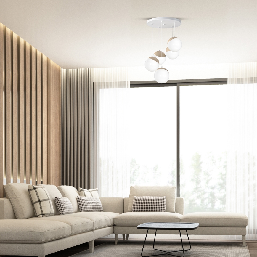 Pendel SFERA WOOD 5xE14/40W/230V
