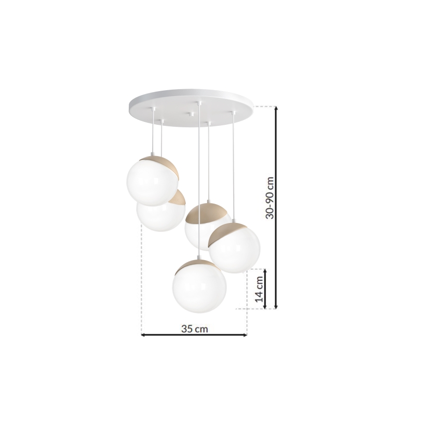 Pendel SFERA WOOD 5xE14/40W/230V