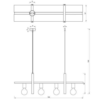 Pendel SHELF 4xE27/60W/230V