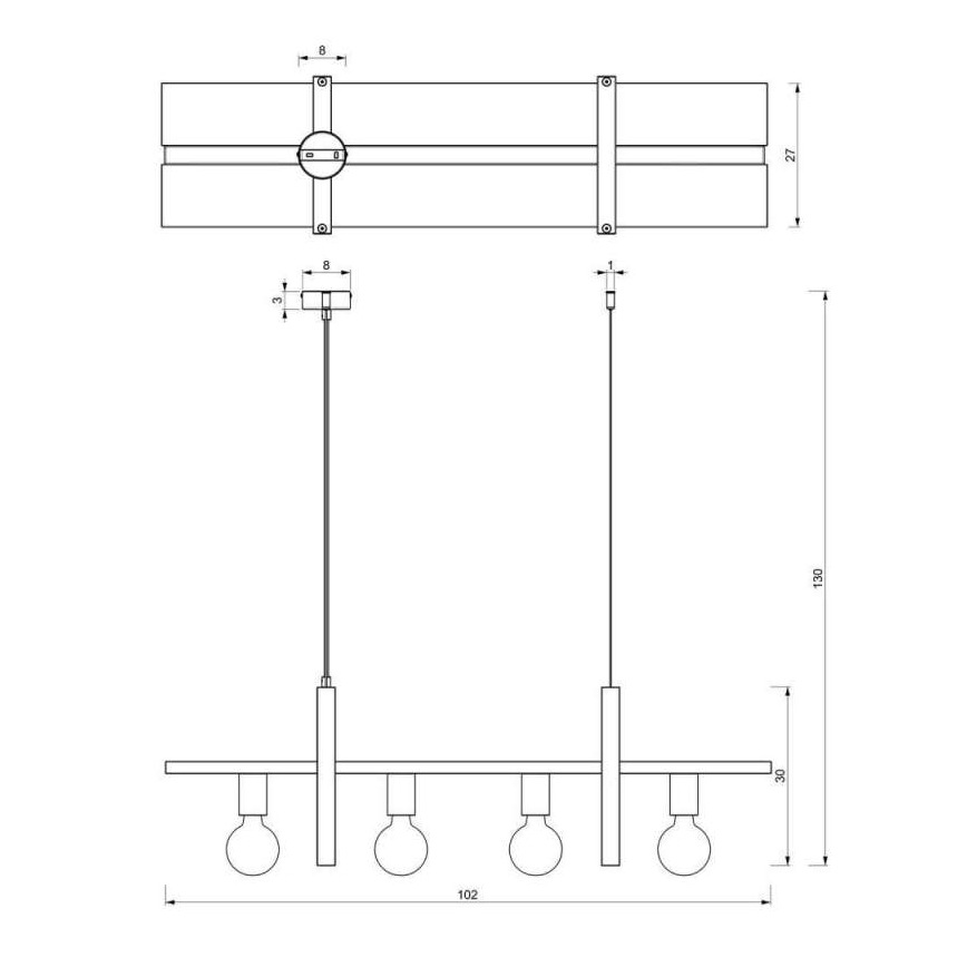 Pendel SHELF 4xE27/60W/230V
