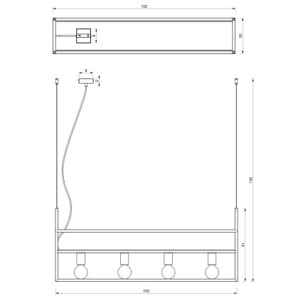 Pendel SHELF 4xE27/60W/230V