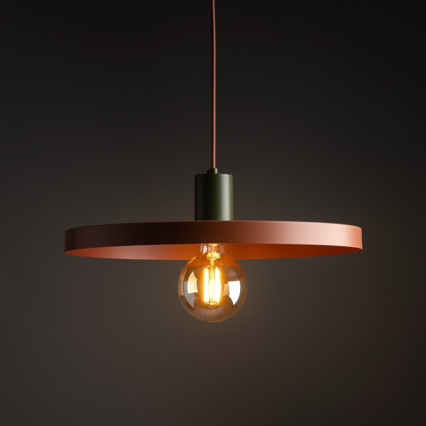 Pendel SILA 1xE27/15W/230V diameter 40 cm mursten/grøn