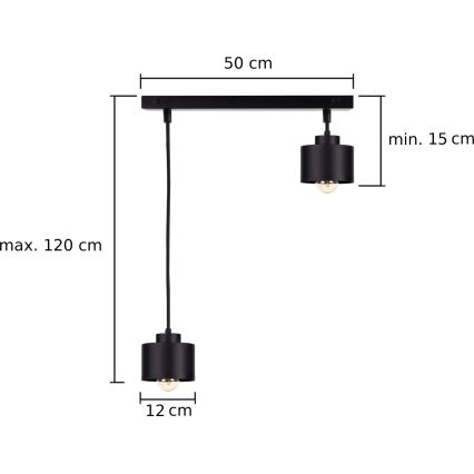 Pendel SIMPLY BLACK 2xE27/60W/230V