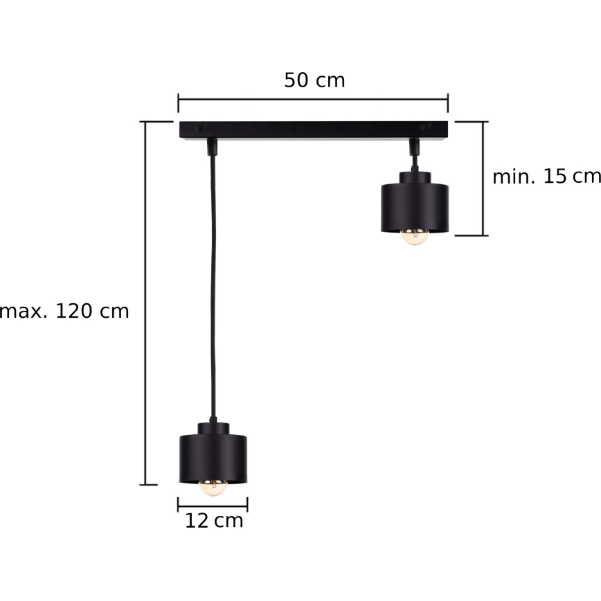 Pendel SIMPLY BLACK 2xE27/60W/230V