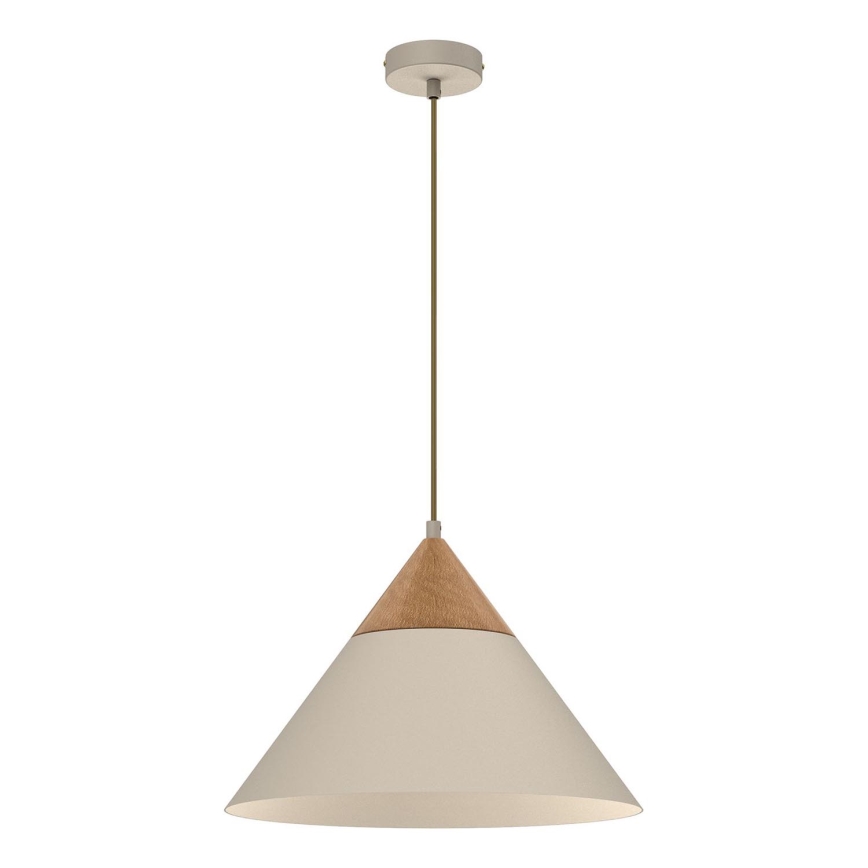 Pendel SINGLE 1xE27/15W/230V beige/bøg