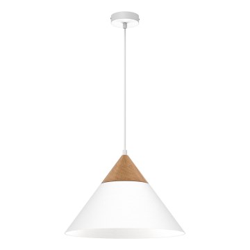 Pendel SINGLE 1xE27/15W/230V hvid/bøg