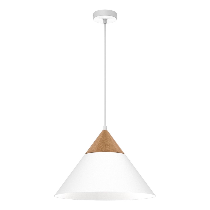 Pendel SINGLE 1xE27/15W/230V hvid/bøg