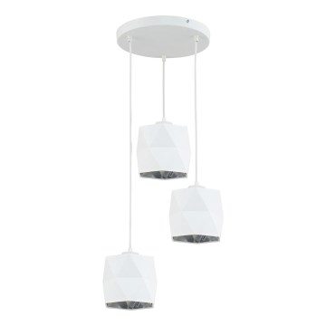 Pendel SIRO 3xE27/15W/230V hvid/sølvfarvet