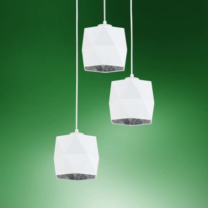 Pendel SIRO 3xE27/15W/230V hvid/sølvfarvet