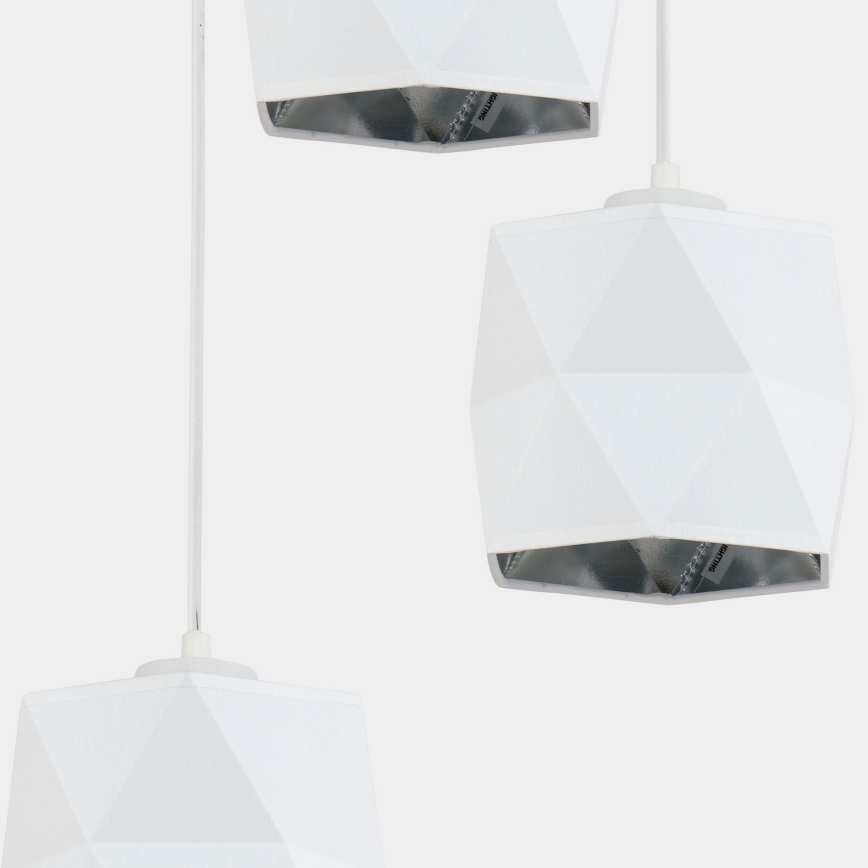 Pendel SIRO 3xE27/15W/230V hvid/sølvfarvet