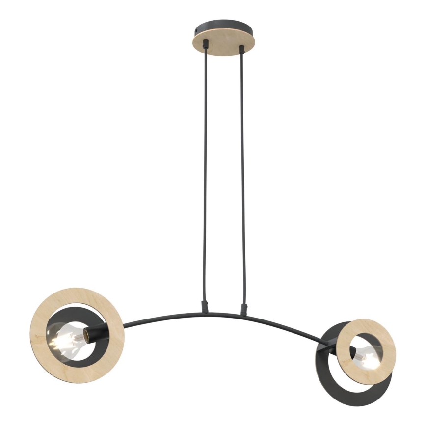 Pendel SKIVA 2xE27/15W/230V sort/beige