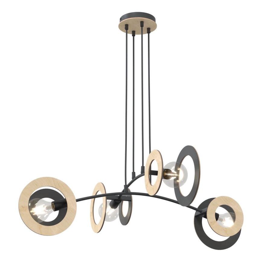 Pendel SKIVA 4xE27/15W/230V sort/beige
