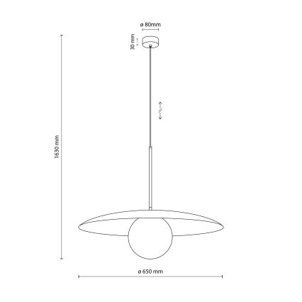 Pendel SLATE 1xE27/15W/230V diameter 65 cm sort