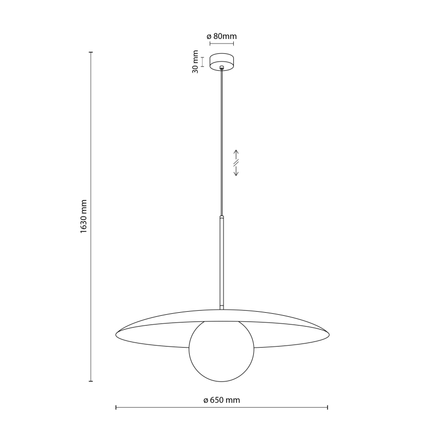 Pendel SLATE 1xE27/15W/230V diameter 65 cm sort