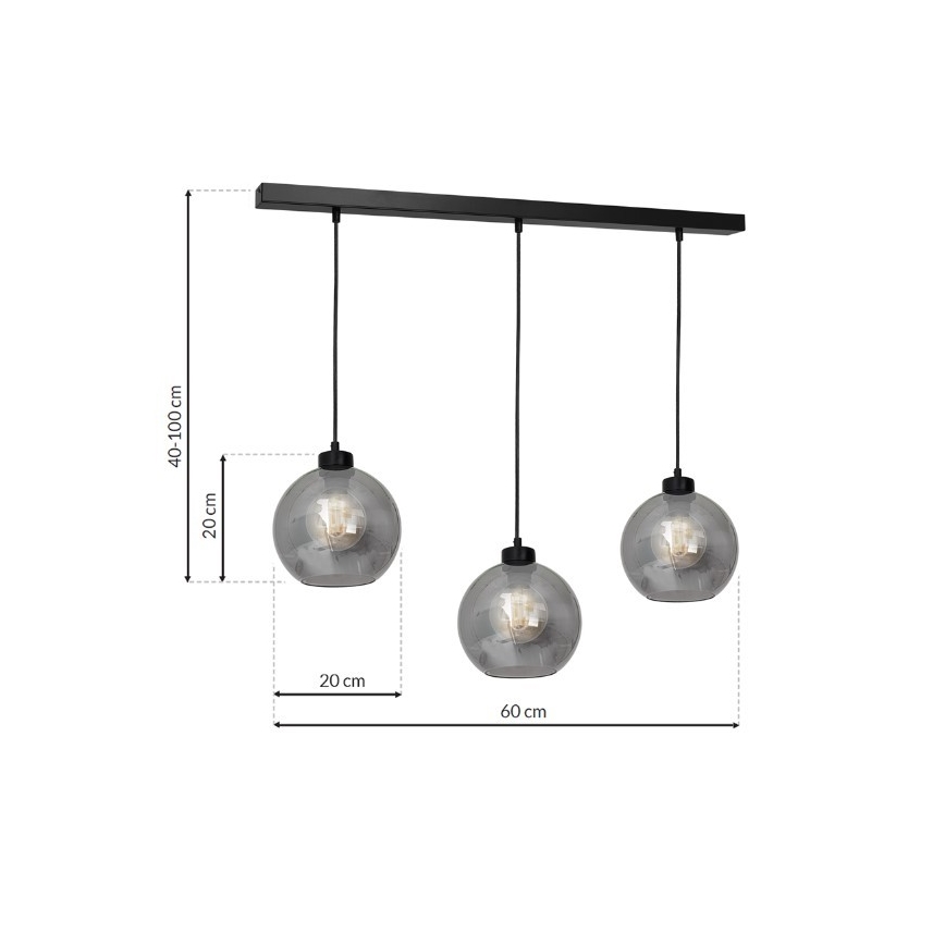 Pendel SOFIA 3xE27/60W/230V sort