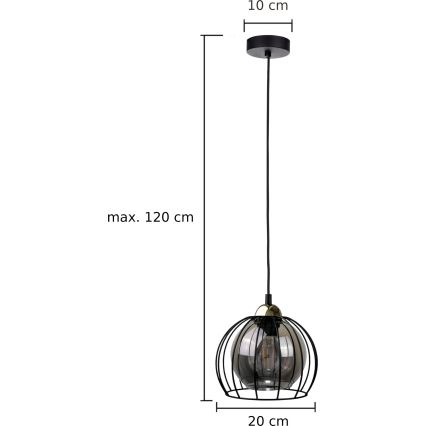 Pendel SOLO BLACK 1xE27/60W230V sort/gylden