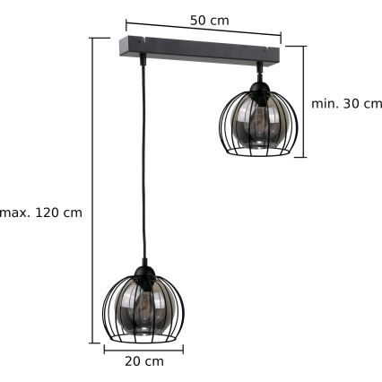Pendel SOLO BLACK 2xE27/60W/230V