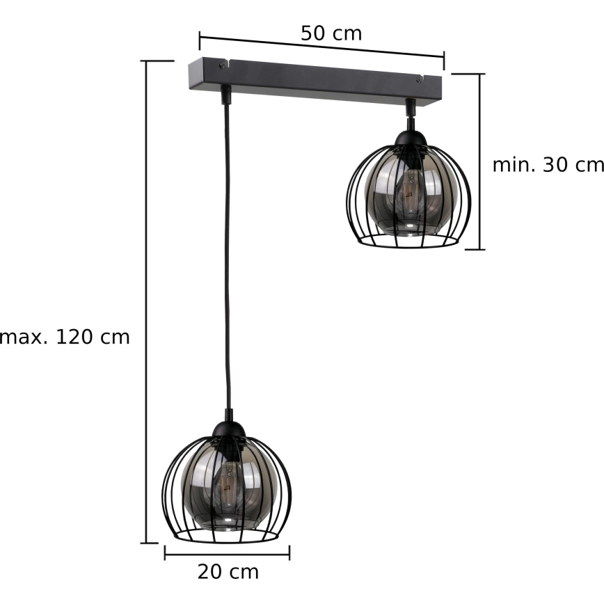 Pendel SOLO BLACK 2xE27/60W/230V