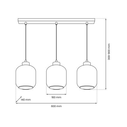 Pendel SOMBRA 3xE27/60W/230V grå/beige/transparent