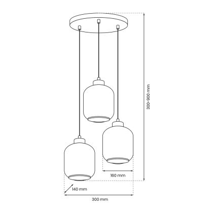 Pendel SOMBRA 3xE27/60W/230V grå/beige/transparent