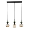 Pendel SOPHIA på ledning 3xE14/10W/230V sort/grøn/røget beige