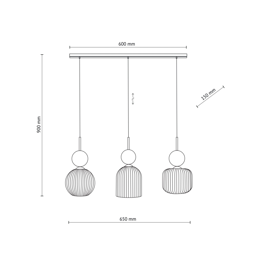 Pendel SOPHIA på ledning 3xE14/10W/230V sort/grøn/røget beige
