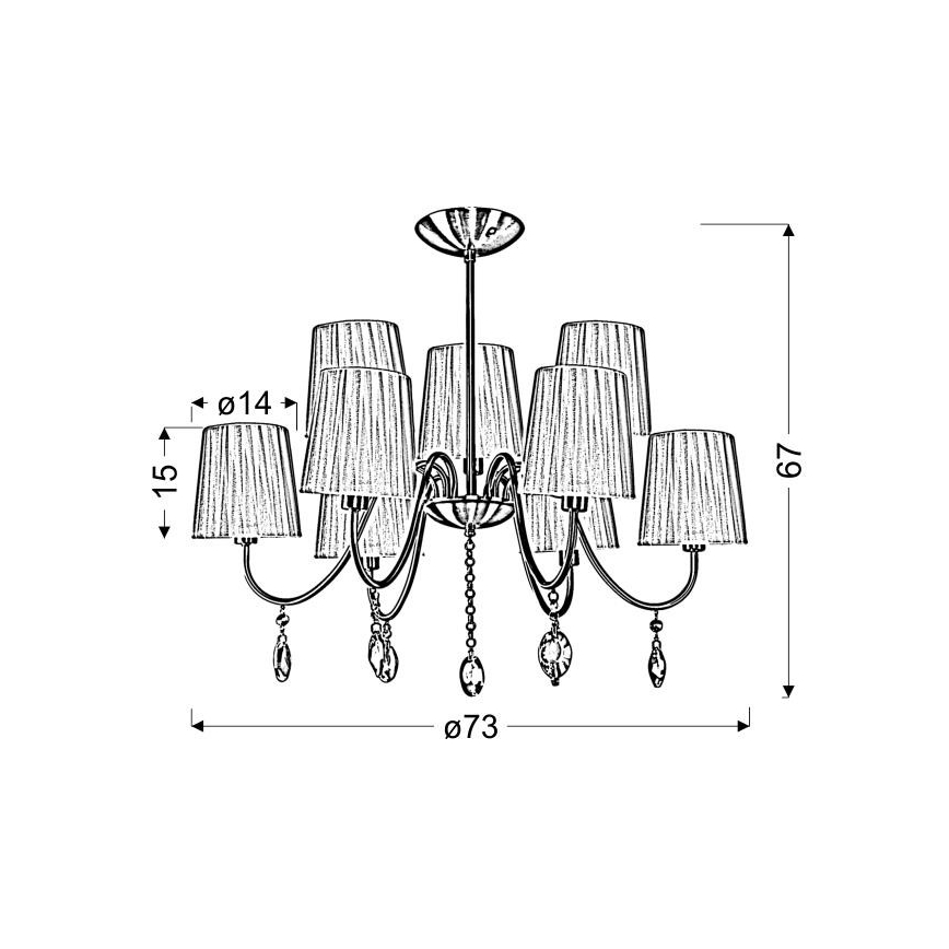 Pendel SORENTO 9xE14/40W/230V sort