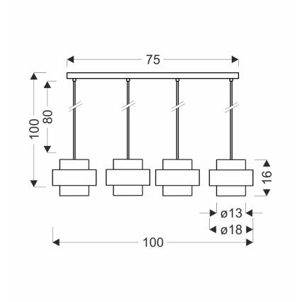 Pendel SPIEGA 4xE27/60W/230V guldfarvet/sort