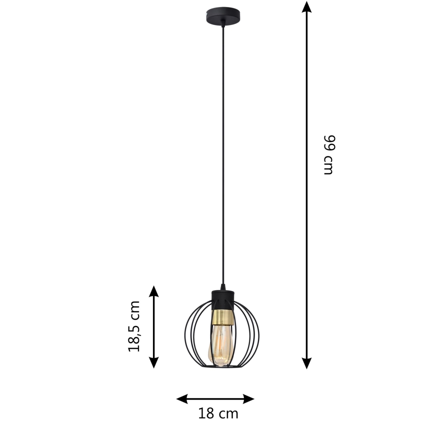 Pendel STARLIGHT 1xE27/15W/230V sort/gylden